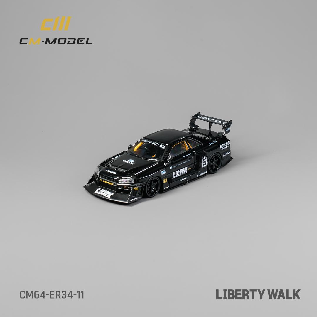CM Model 1:64 Nissan Skyline GT-R R34 LBWK Super Silhouette ER34 Black ...