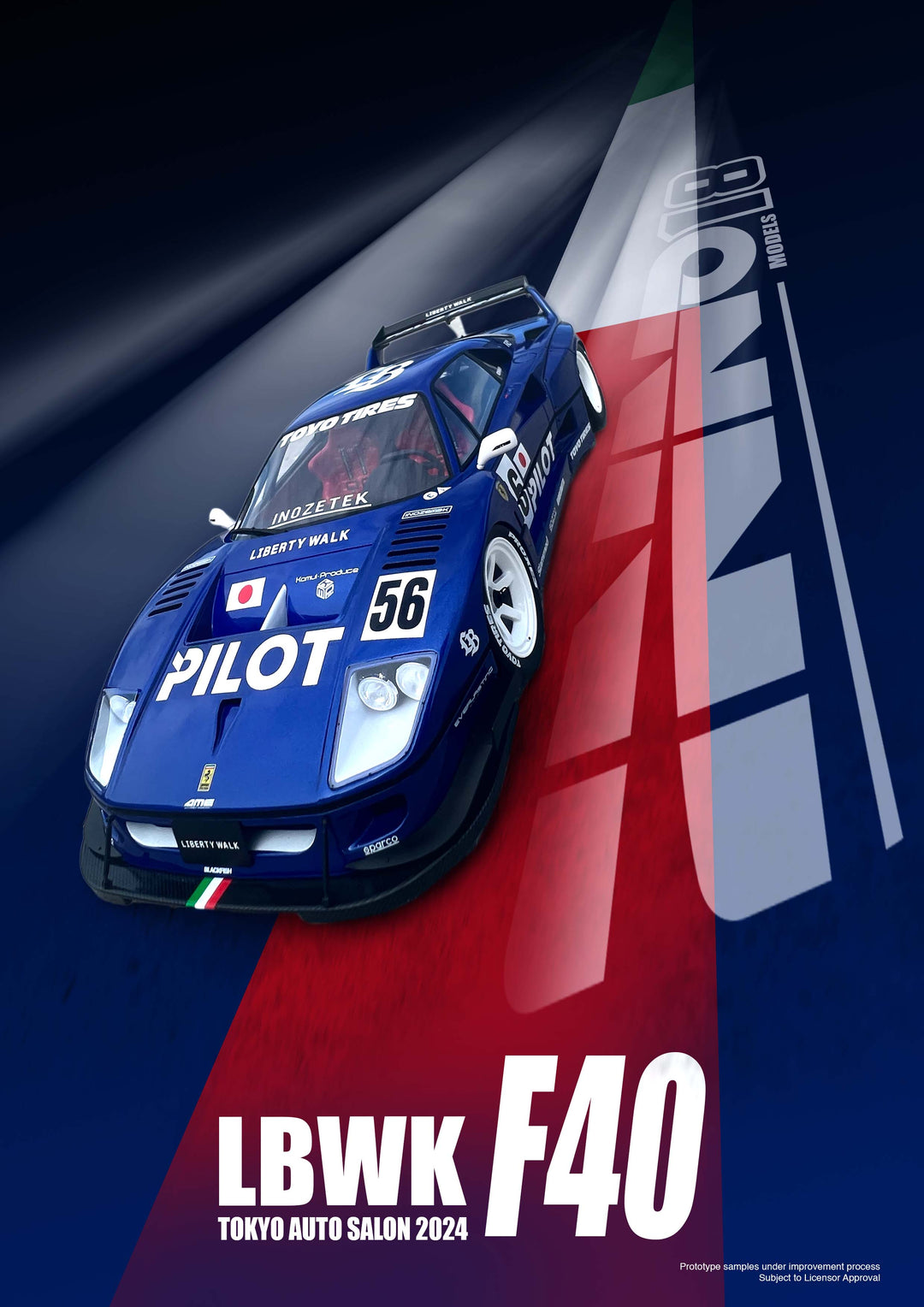 [Preorder] INNO18 1:18 LBWK F40 Blue Tokyo Auto Salon 2024