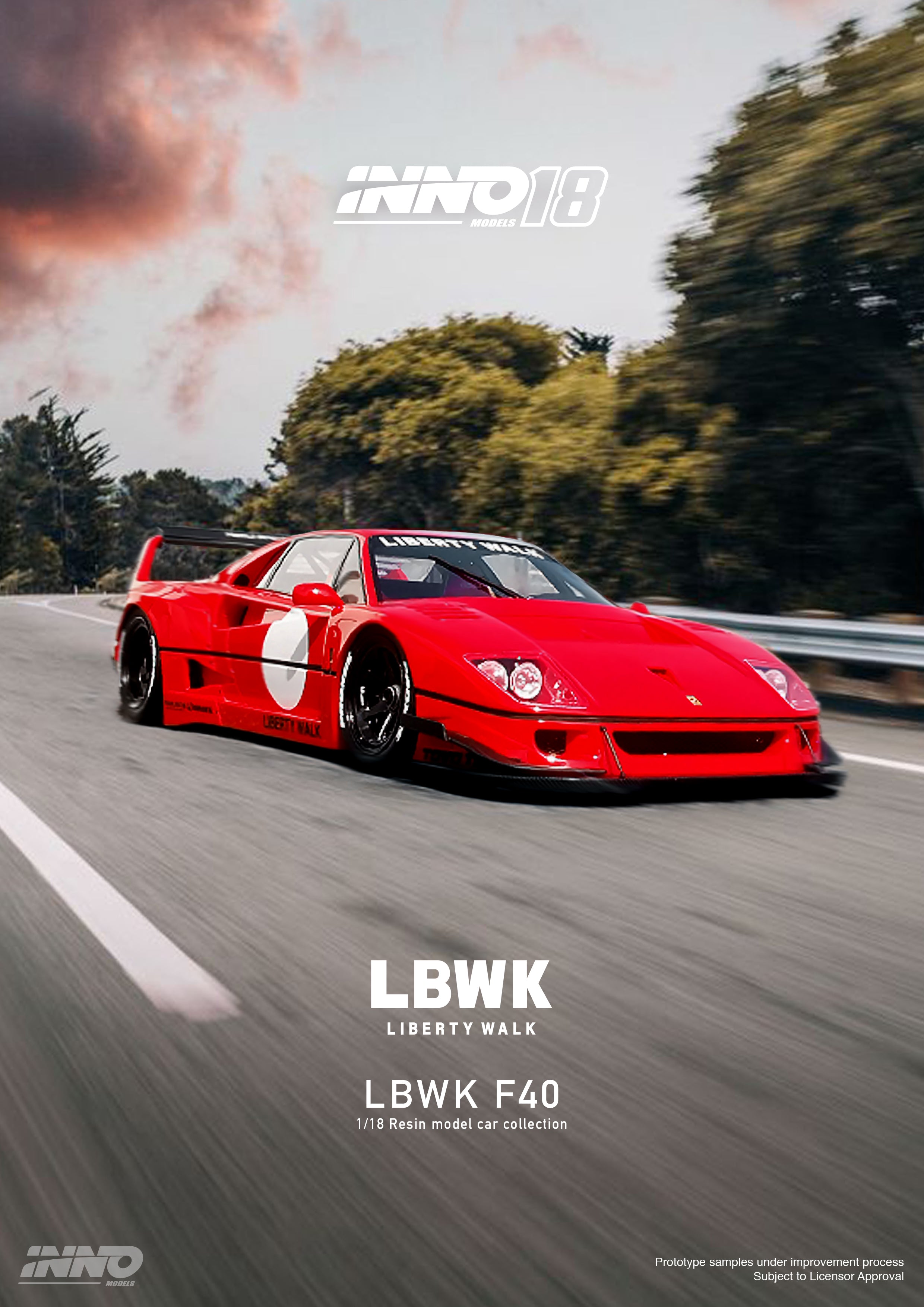 INNO 18 1:18 LBWK F40 Red IN18R-LBWKF40-RED – Horizon Diecast