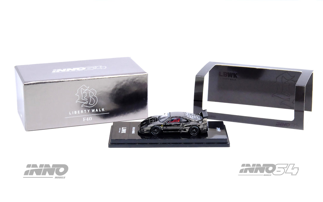 Inno64 1:64 LBWK Ferrari F40 Chrome Black (Chance of Random Chase Car) IN64-LBWKF40-CHB