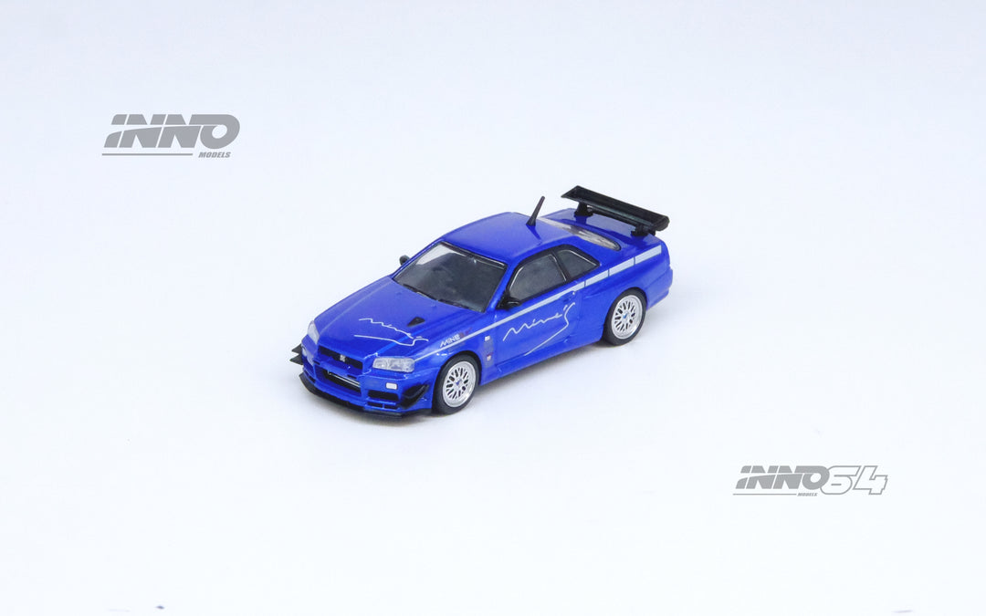 [Preorder] Inno64 1:64 NISSAN SKYLINE GT-R (R34) V-SPEC Tuned by "MINE'S" BLUE