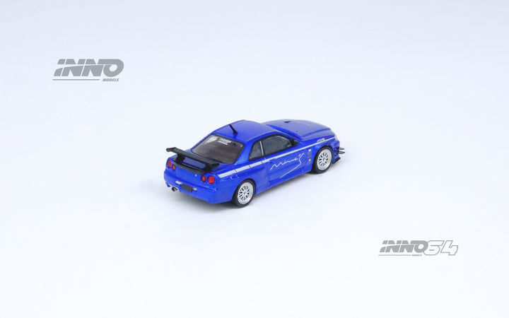 [Preorder] Inno64 1:64 NISSAN SKYLINE GT-R (R34) V-SPEC Tuned by "MINE'S" BLUE