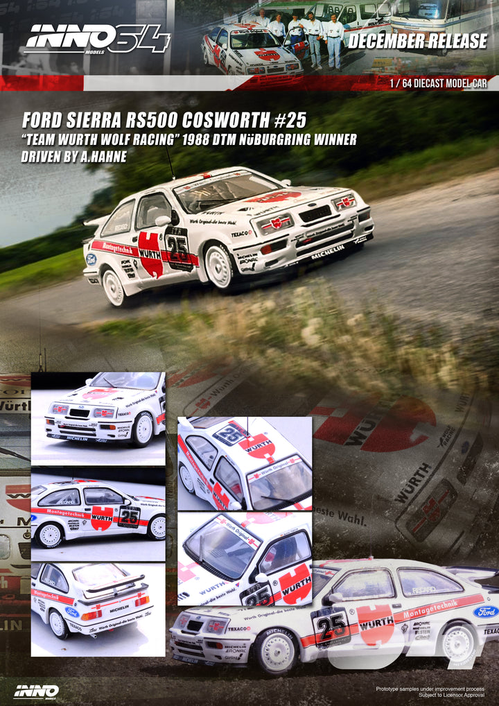 [Preorder] Inno64 1:64 Ford Sierra RS500 COSWORTH #25 "TEAM WURTH RACING" DTM Nurburgring Winner 1988 - A. Hahne