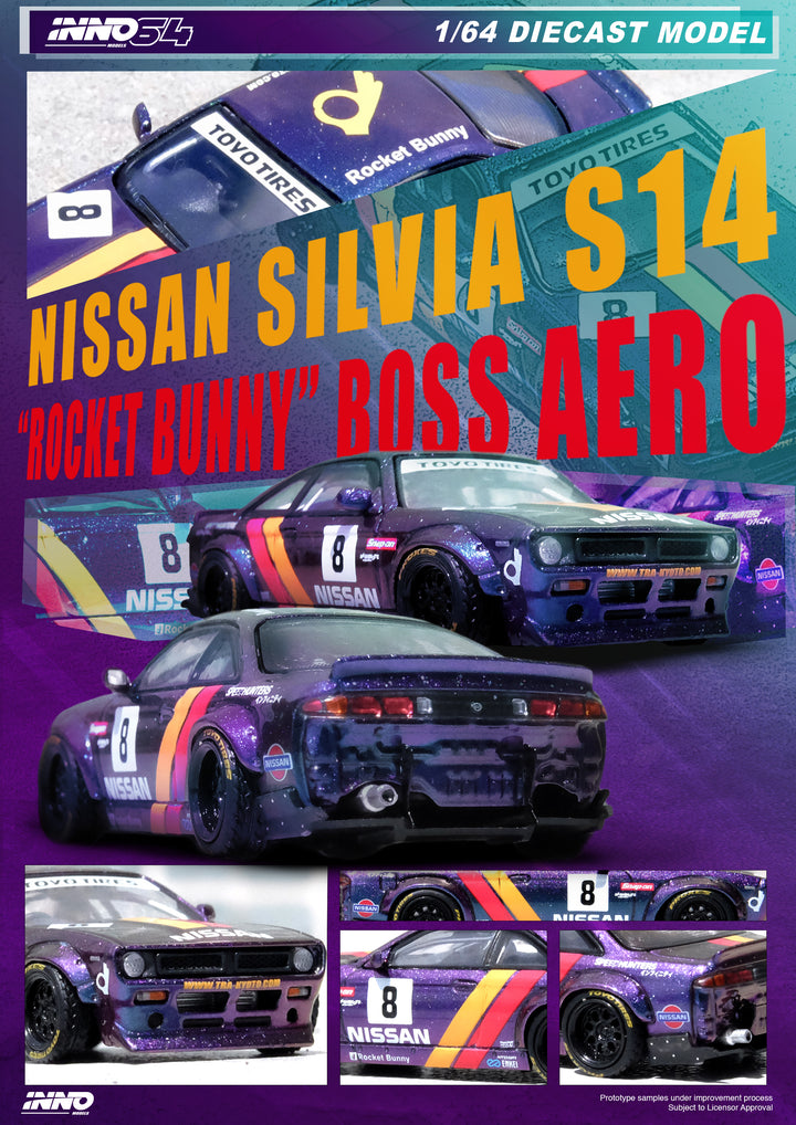 [Preorder] Inno64 1:64 NISSAN SILVIA (S14) BOSS "ROCKET BUNNY" Purple