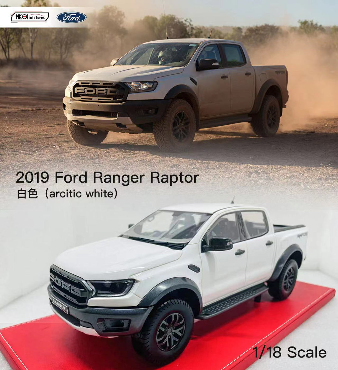 [Preorder] MK 1:18 Miniatures 2019 Ford Ranger Raptor (3 Color)