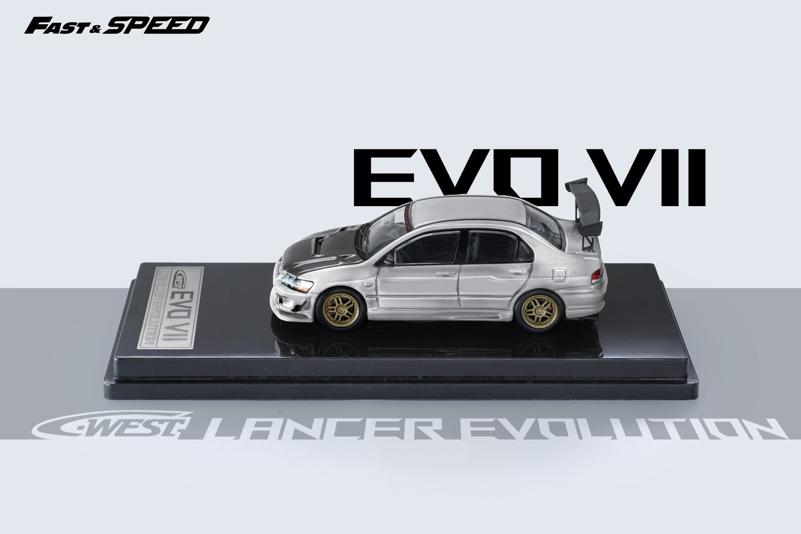 Fast Speed 1:64 Mitsubishi Lancer Evolution VII C-West Silver