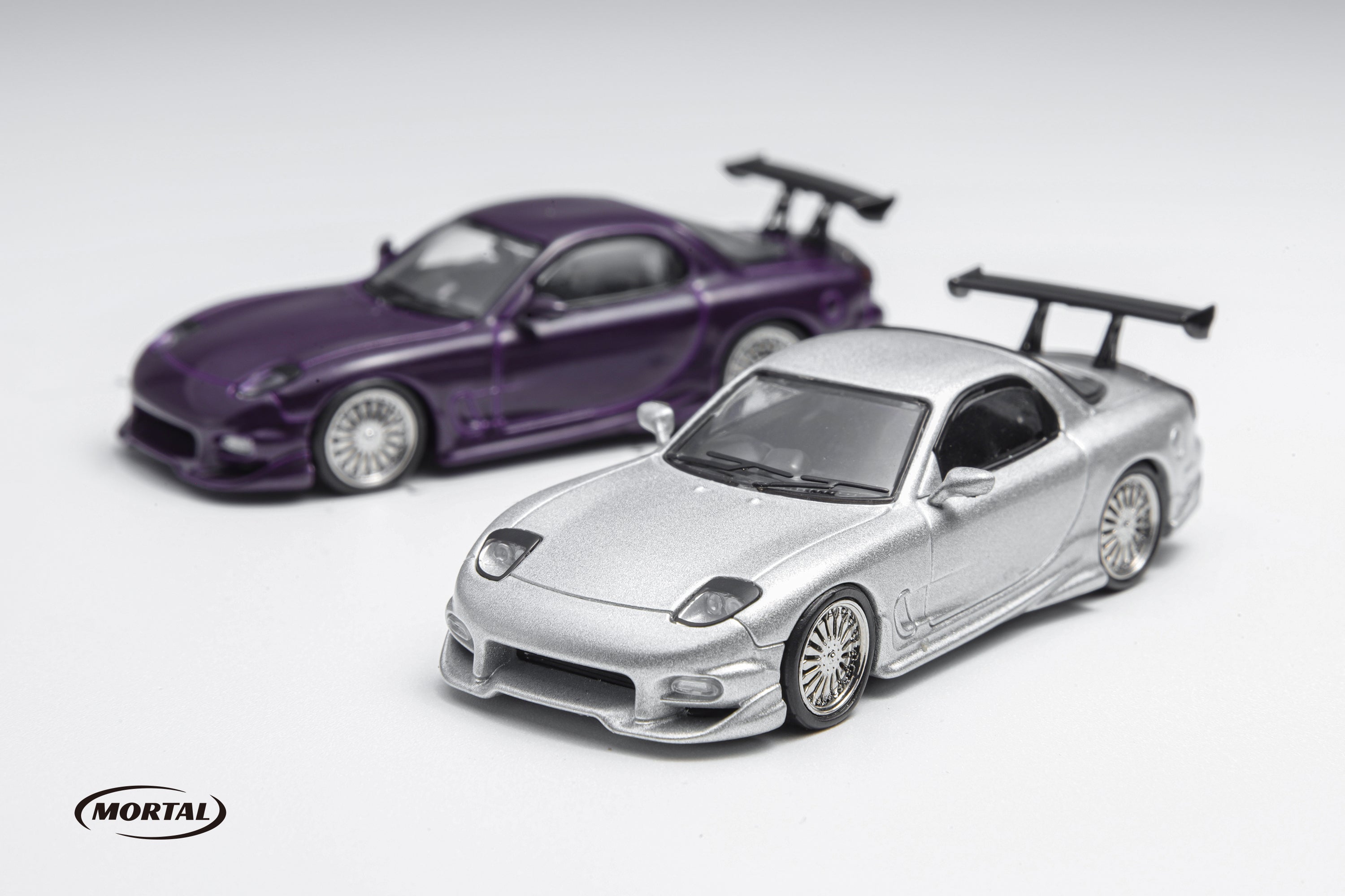 Mortal 1:64 Mazda RX-7 Veilside- Silver – Horizon Diecast