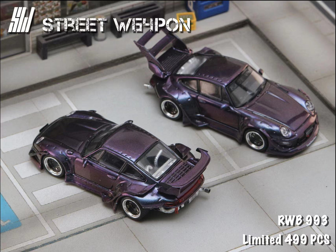 [Preorder] Street Weapon 1:64 Porsche RWB 993 Chameleons Purple (2 Versions)