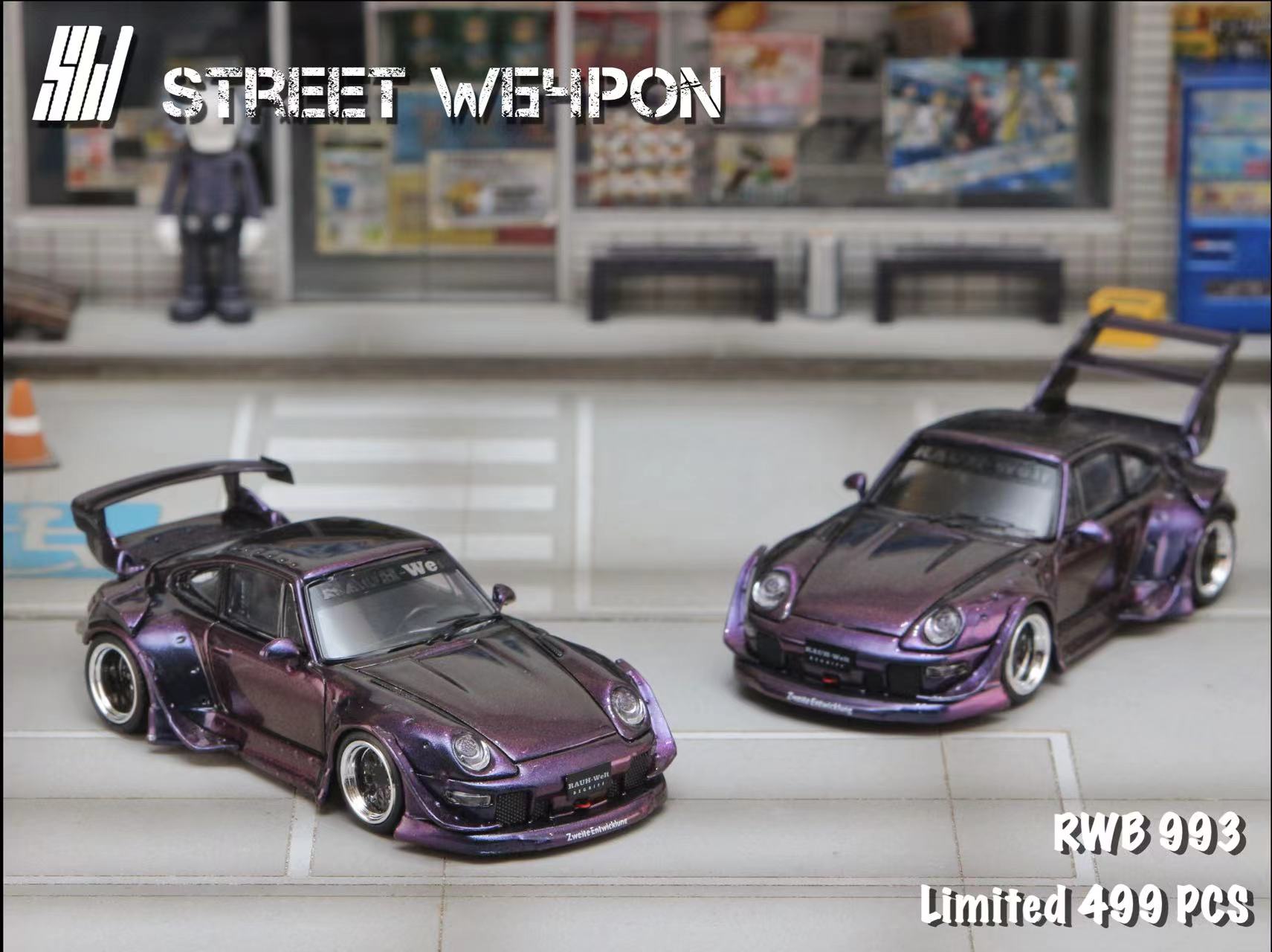 Street Weapon 1:64 Porsche RWB 993 Chameleons Purple (2 Versions