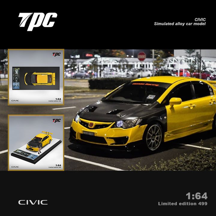 [Preorder] TPC 1:64 Honda Civic FD2 Yellow - Carbon Hood (2 Verisons)
