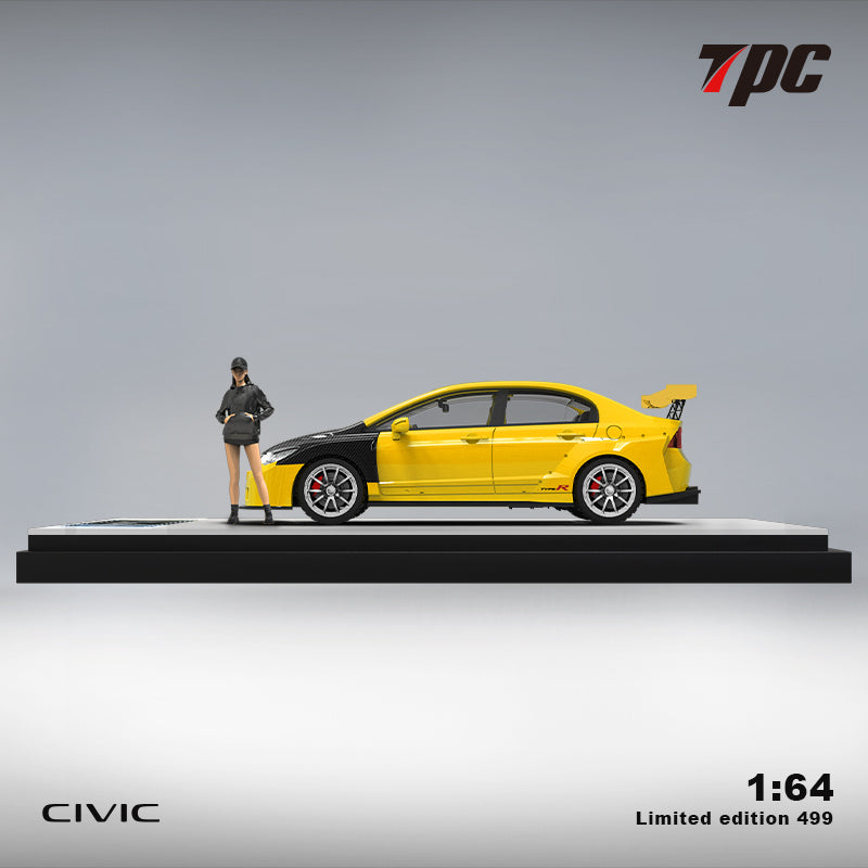 [Preorder] TPC 1:64 Honda Civic FD2 Yellow - Carbon Hood (2 Verisons)