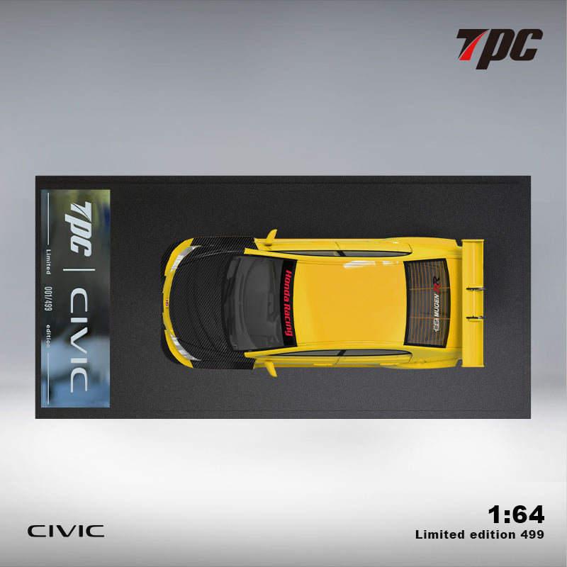 TPC 1:64 Honda Civic FD2 Yellow - Carbon Hood (2 Verisons
