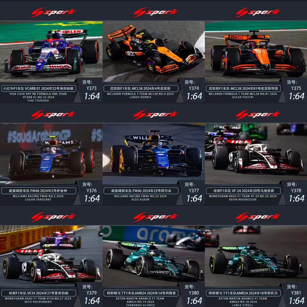 Spark 1:64 Formula 1 2024 (18 Versions) – Horizon Diecast