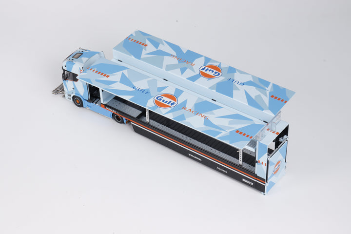 Kengfai & MAXWELL 1:64  Scania S730 v8 Double Deck Gull Wing Transporter - Gulf