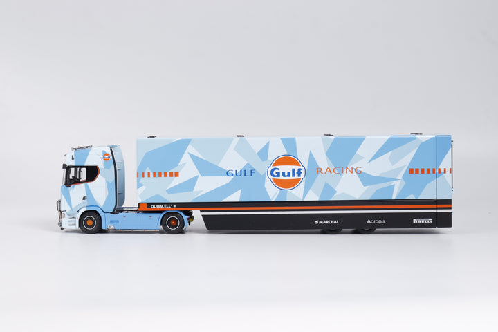 Kengfai & MAXWELL 1:64  Scania S730 v8 Double Deck Gull Wing Transporter - Gulf