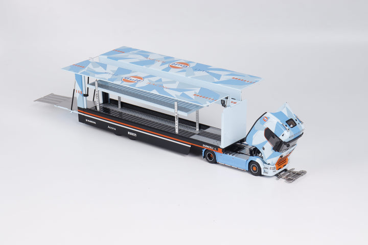 Kengfai & MAXWELL 1:64  Scania S730 v8 Double Deck Gull Wing Transporter - Gulf