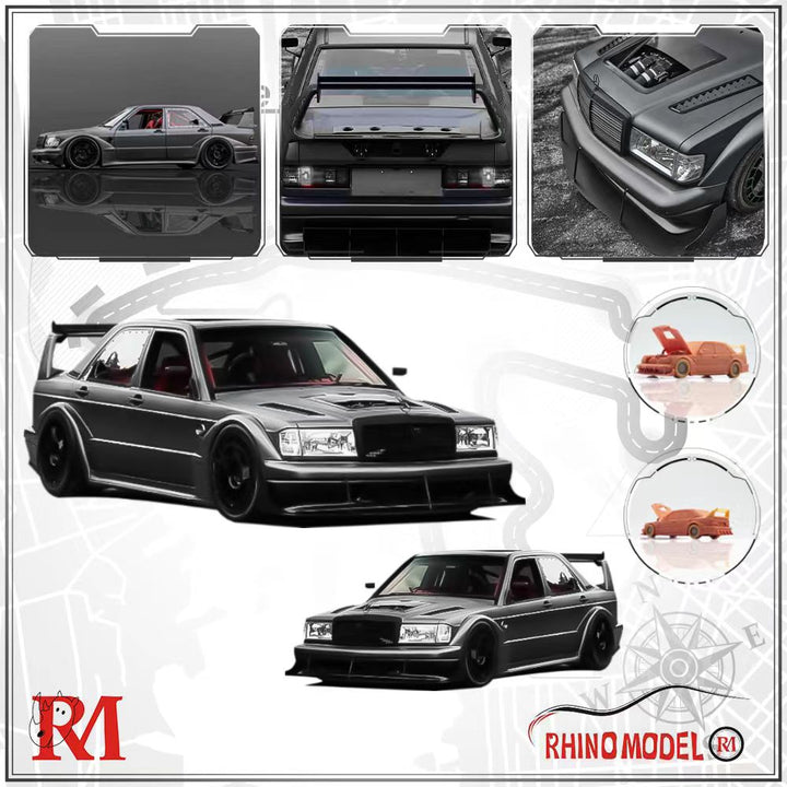 [Preorder] Rhino Model 1:64 Mercedes-Benz W201 190E - Gun Metal