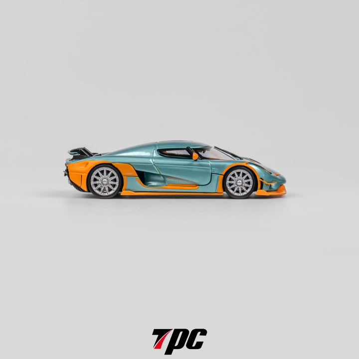 TPC 1:64 Koenigsegg Regera - Ice Blue with orange