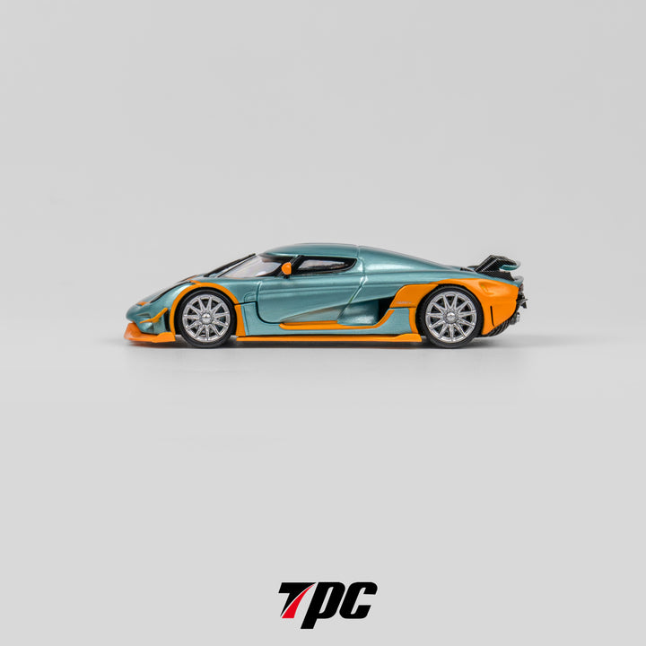 TPC 1:64 Koenigsegg Regera - Ice Blue with orange