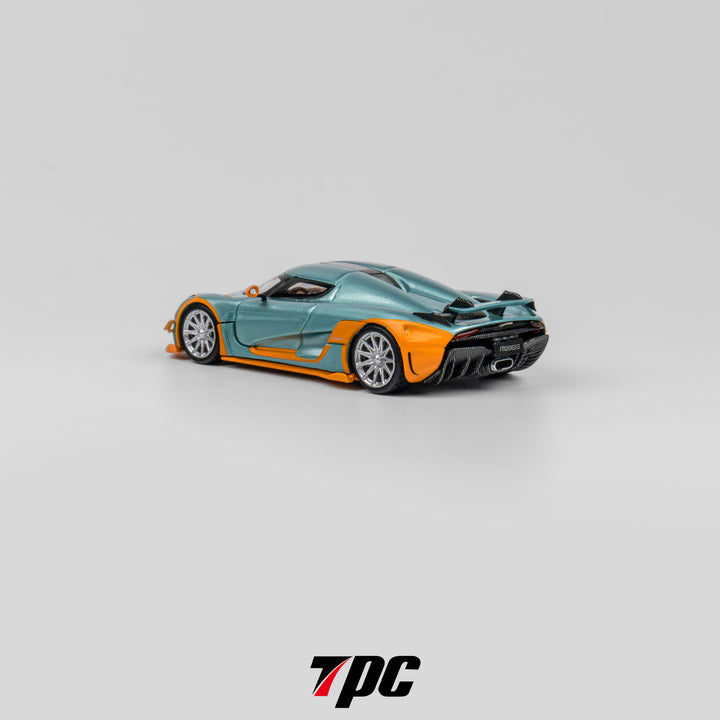 TPC 1:64 Koenigsegg Regera - Ice Blue with orange