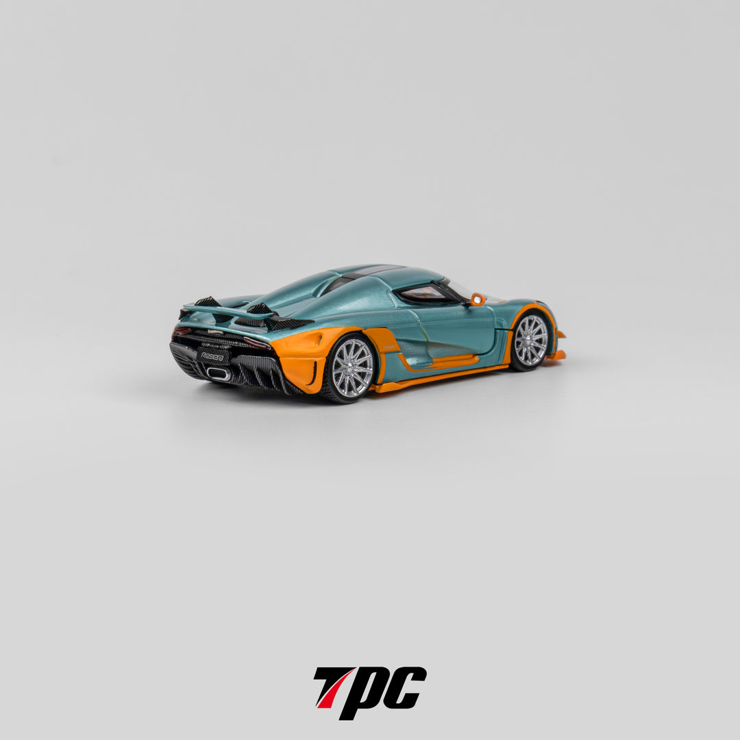 TPC 1:64 Koenigsegg Regera - Ice Blue with orange