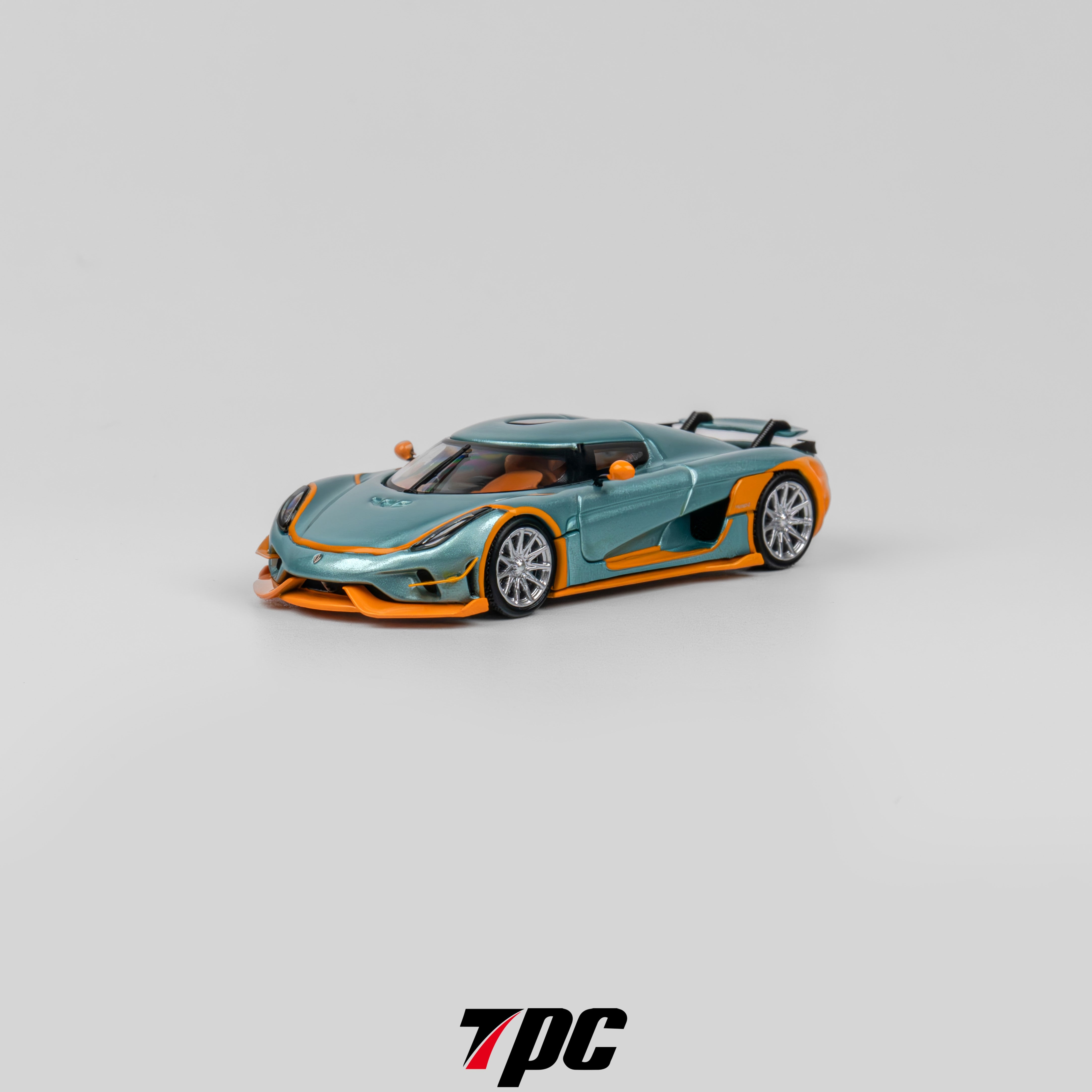 TPC 1:64 Koenigsegg Regera - Ice Blue with orange – Horizon Diecast