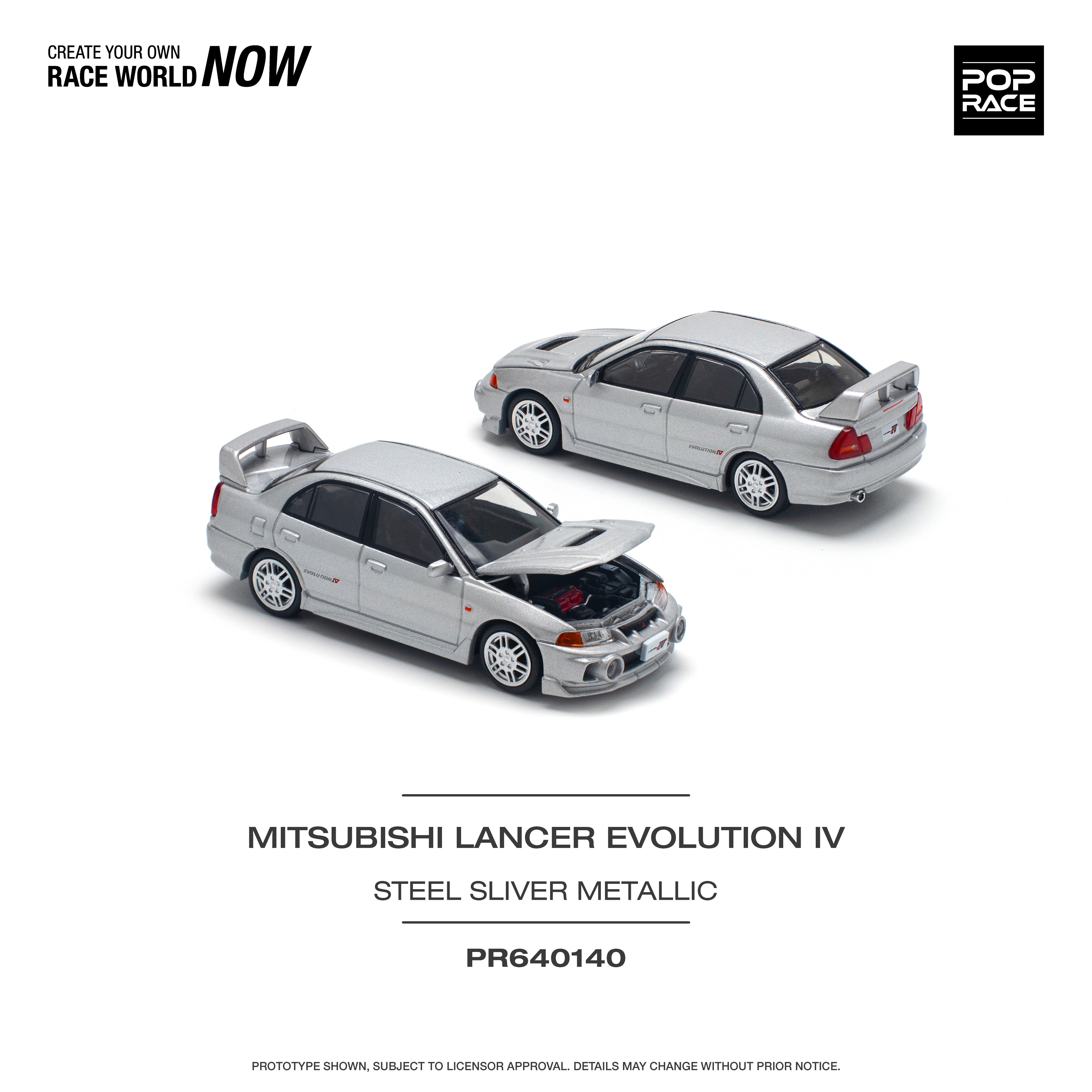 POPRACE 1:64 MITSUBISHI LANCER EVOLUTION IV - STEEL SILVER
