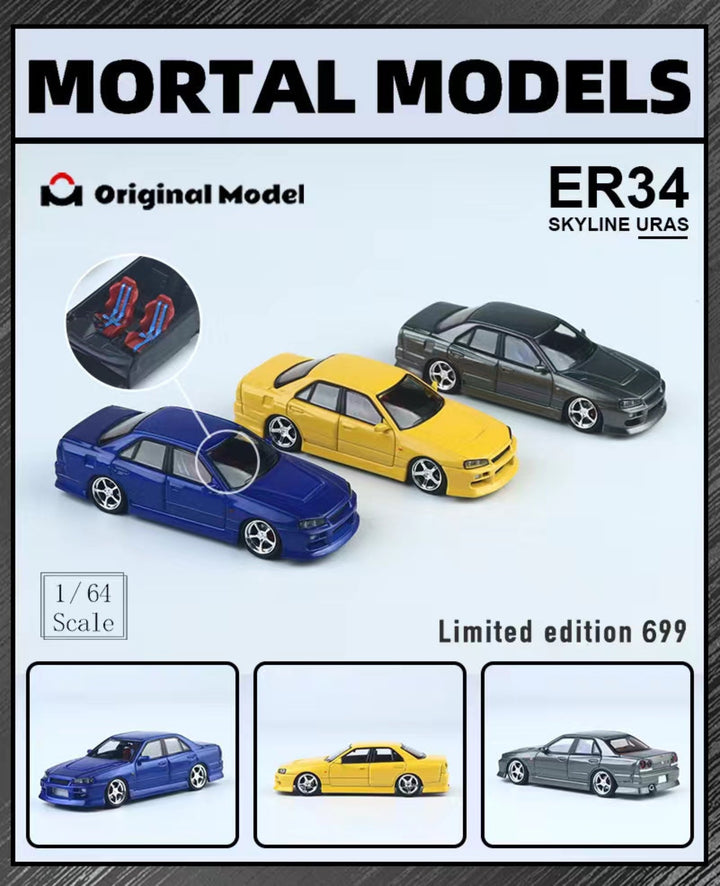 [Preorder] Mortal X Original Model 1:64 Nissan Skyline ER34 URAS (3 Colours)