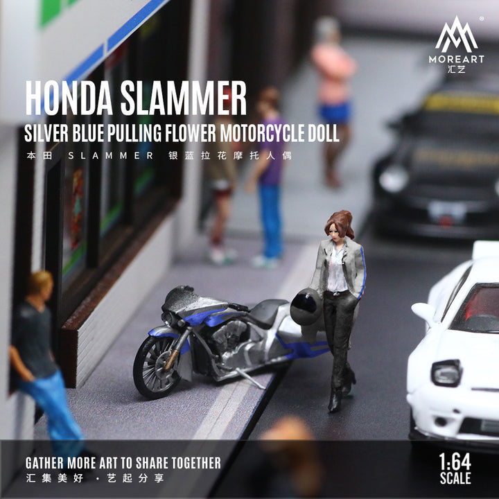 [Preorder] MoreArt 1:64 Honda Slammer Silver Blue Doll set MO222102