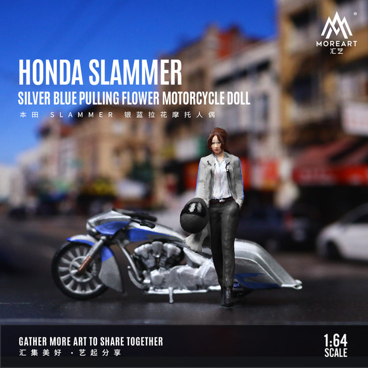 [Preorder] MoreArt 1:64 Honda Slammer Silver Blue Doll set MO222102