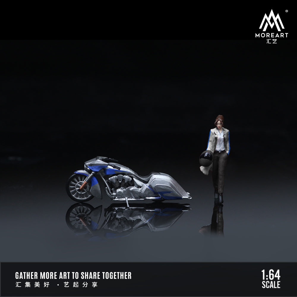 [Preorder] MoreArt 1:64 Honda Slammer Silver Blue Doll set MO222102