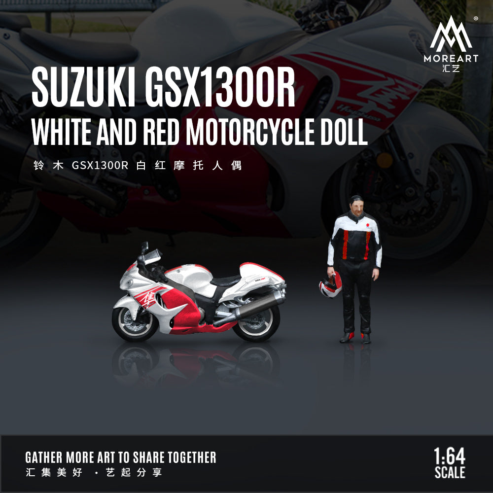 [Preorder] MoreArt 1:64 Suzuki GSX1300R White and Red Motorcycle Doll