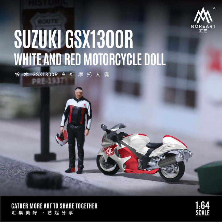 [Preorder] MoreArt 1:64 Suzuki GSX1300R White and Red Motorcycle Doll