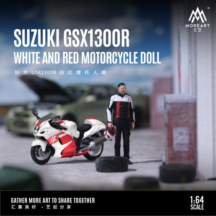 [Preorder] MoreArt 1:64 Suzuki GSX1300R White and Red Motorcycle Doll