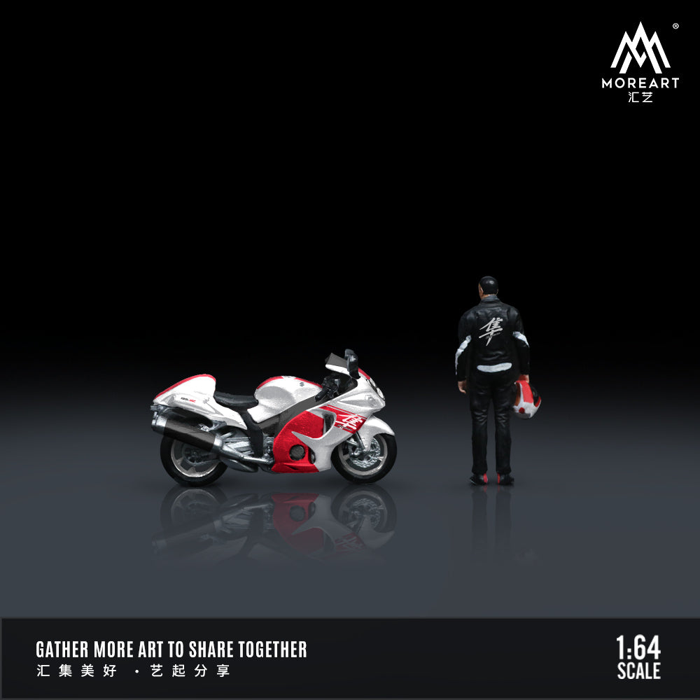 [Preorder] MoreArt 1:64 Suzuki GSX1300R White and Red Motorcycle Doll