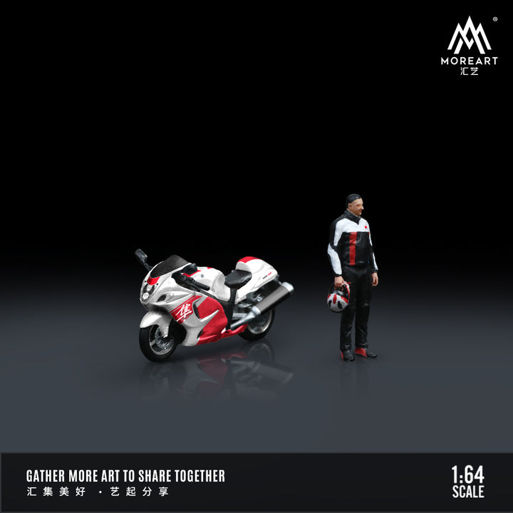 [Preorder] MoreArt 1:64 Suzuki GSX1300R White and Red Motorcycle Doll