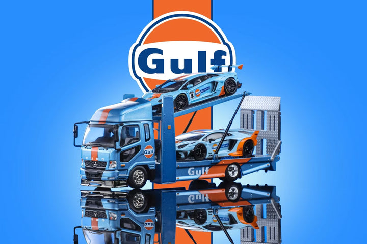 [Preorder] GCD 1:64 Mitsubishi Fuso Gulf Double-decker Trailer Gulf Livery