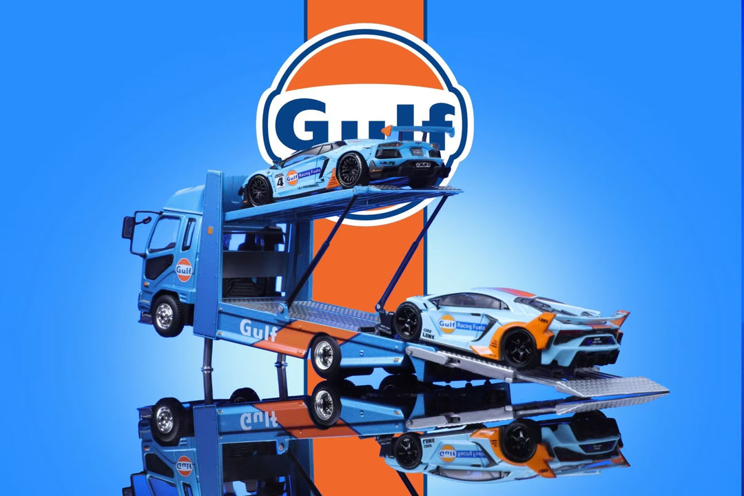 [Preorder] GCD 1:64 Mitsubishi Fuso Gulf Double-decker Trailer Gulf Livery