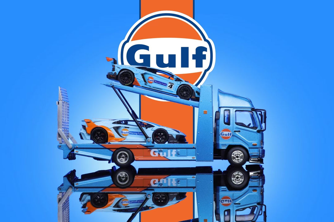 GCD 1:64 Mitsubishi Fuso Gulf Double-decker Trailer Gulf Livery