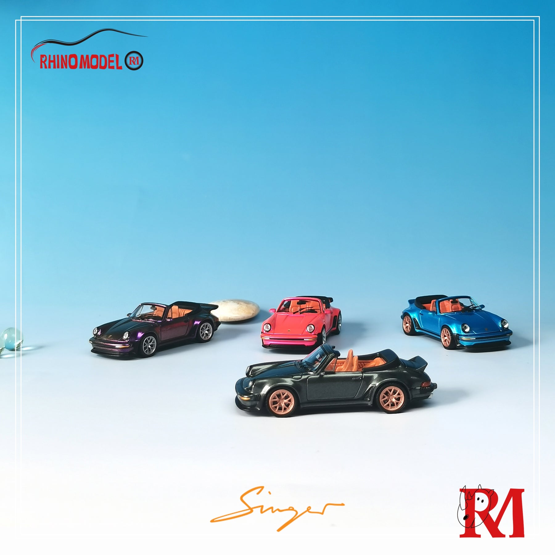 RHINO MODEL 1/64 Porsche 930 Singer Turbo Study Cabriolet Car RHINO MODEL 1/64 Porsche 930 Singer Turbo Study Cabriolet Car