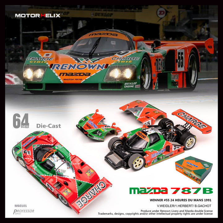 [Preorder] MOTORHELIX 1:64 Mazda 787B #55 WINNER Car