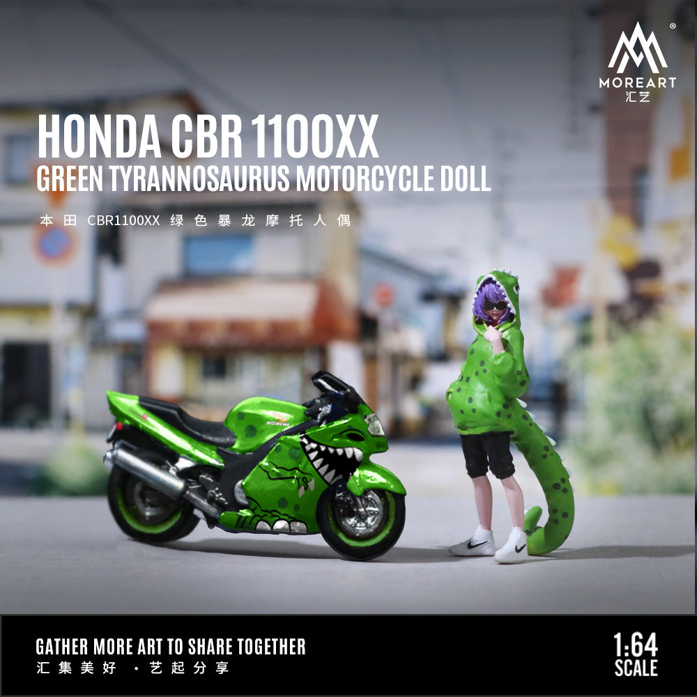 [Preorder] MoreArt 1:64 Honda CBR1100XX GREEN TYRANNOSAURUS MOTORCYCLE DOLL