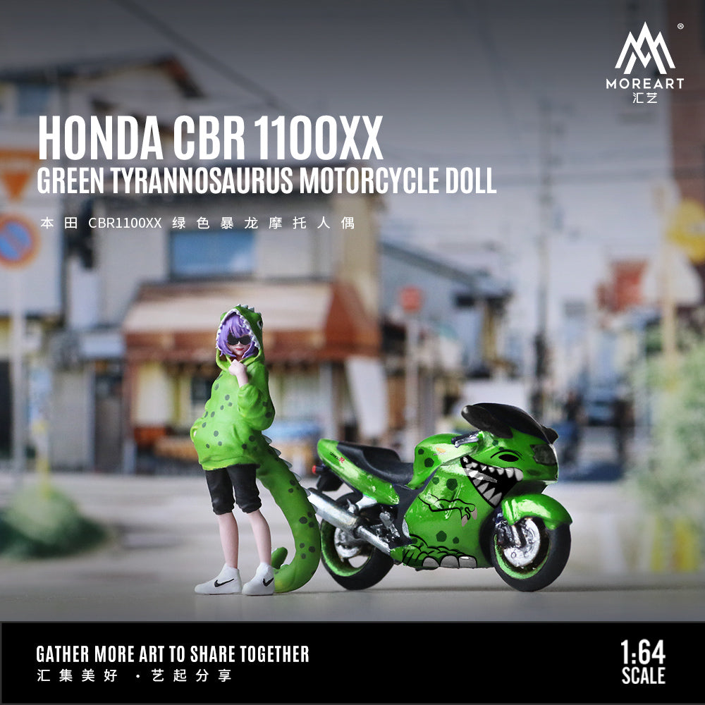 [Preorder] MoreArt 1:64 Honda CBR1100XX GREEN TYRANNOSAURUS MOTORCYCLE DOLL