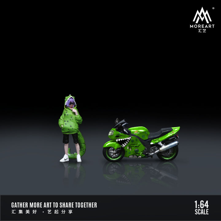 [Preorder] MoreArt 1:64 Honda CBR1100XX GREEN TYRANNOSAURUS MOTORCYCLE DOLL