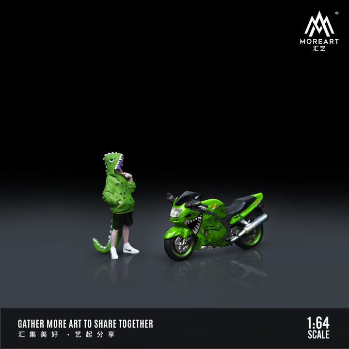 [Preorder] MoreArt 1:64 Honda CBR1100XX GREEN TYRANNOSAURUS MOTORCYCLE DOLL