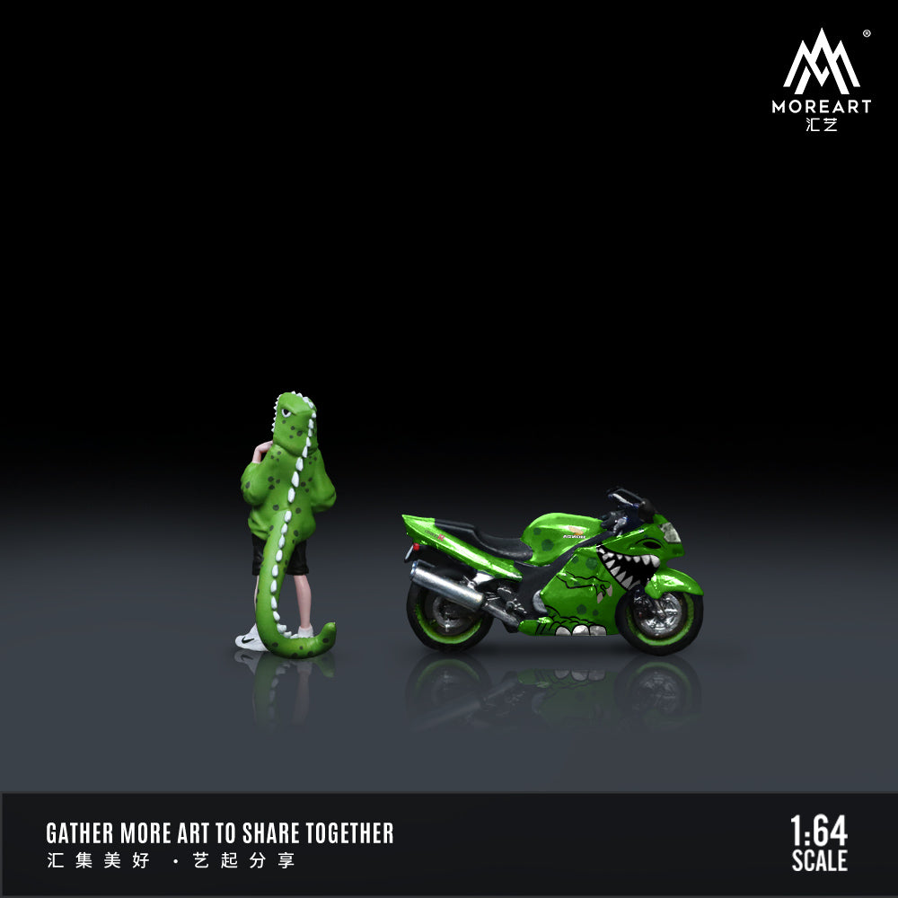 [Preorder] MoreArt 1:64 Honda CBR1100XX GREEN TYRANNOSAURUS MOTORCYCLE DOLL