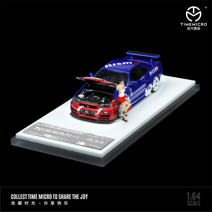 [Preorder] Time Micro 1:64 Nissan R34 GT-R Z-Tune Red & Blue