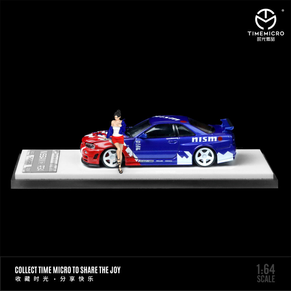 [Preorder] Time Micro 1:64 Nissan R34 GT-R Z-Tune Red & Blue