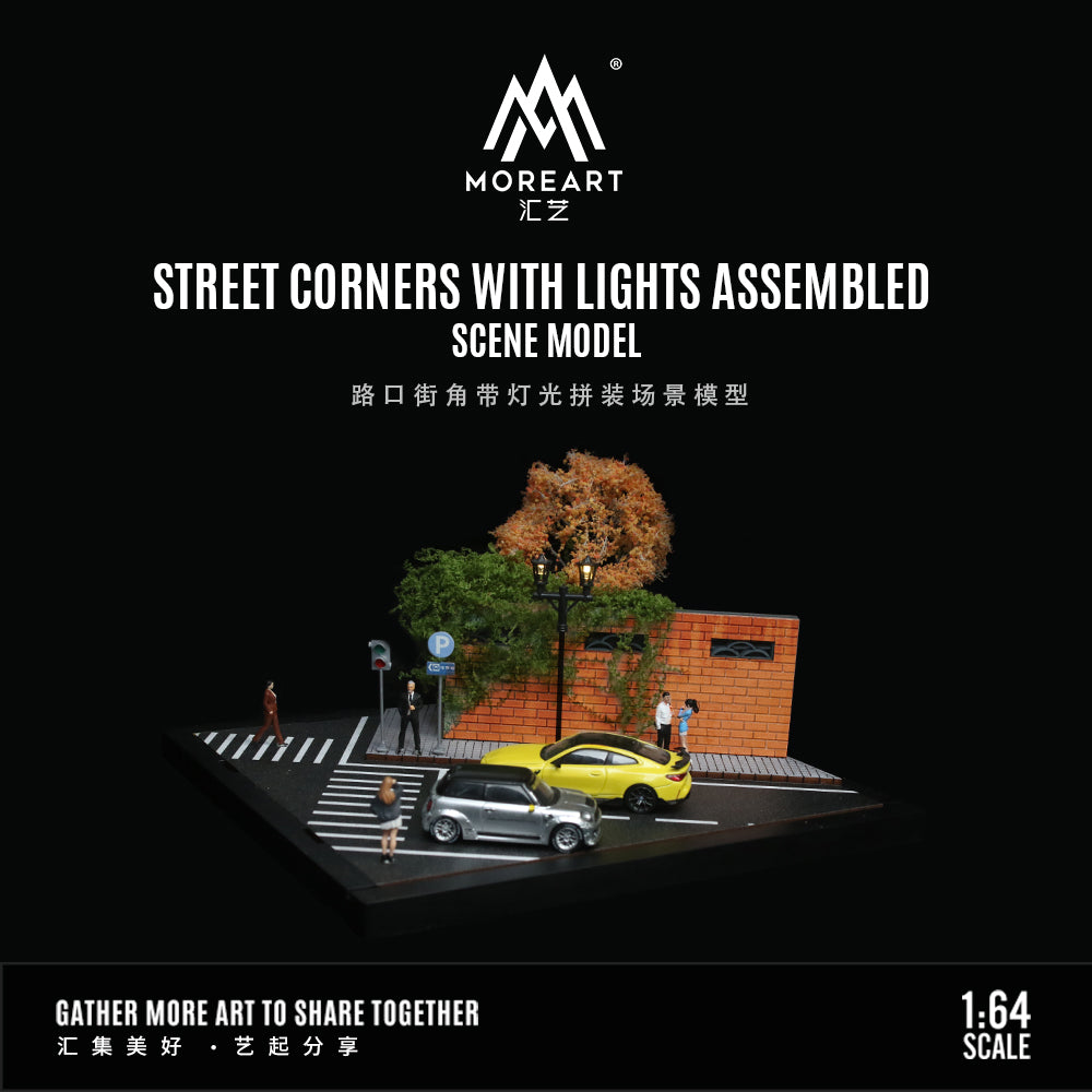 [Preorder] MoreArt 1:64 STREET CORNERS WITH LIGHTS ASSEMBLED SCENE MODEL