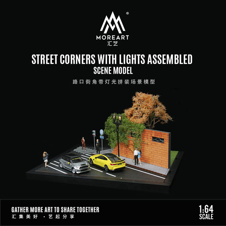 [Preorder] MoreArt 1:64 STREET CORNERS WITH LIGHTS ASSEMBLED SCENE MODEL